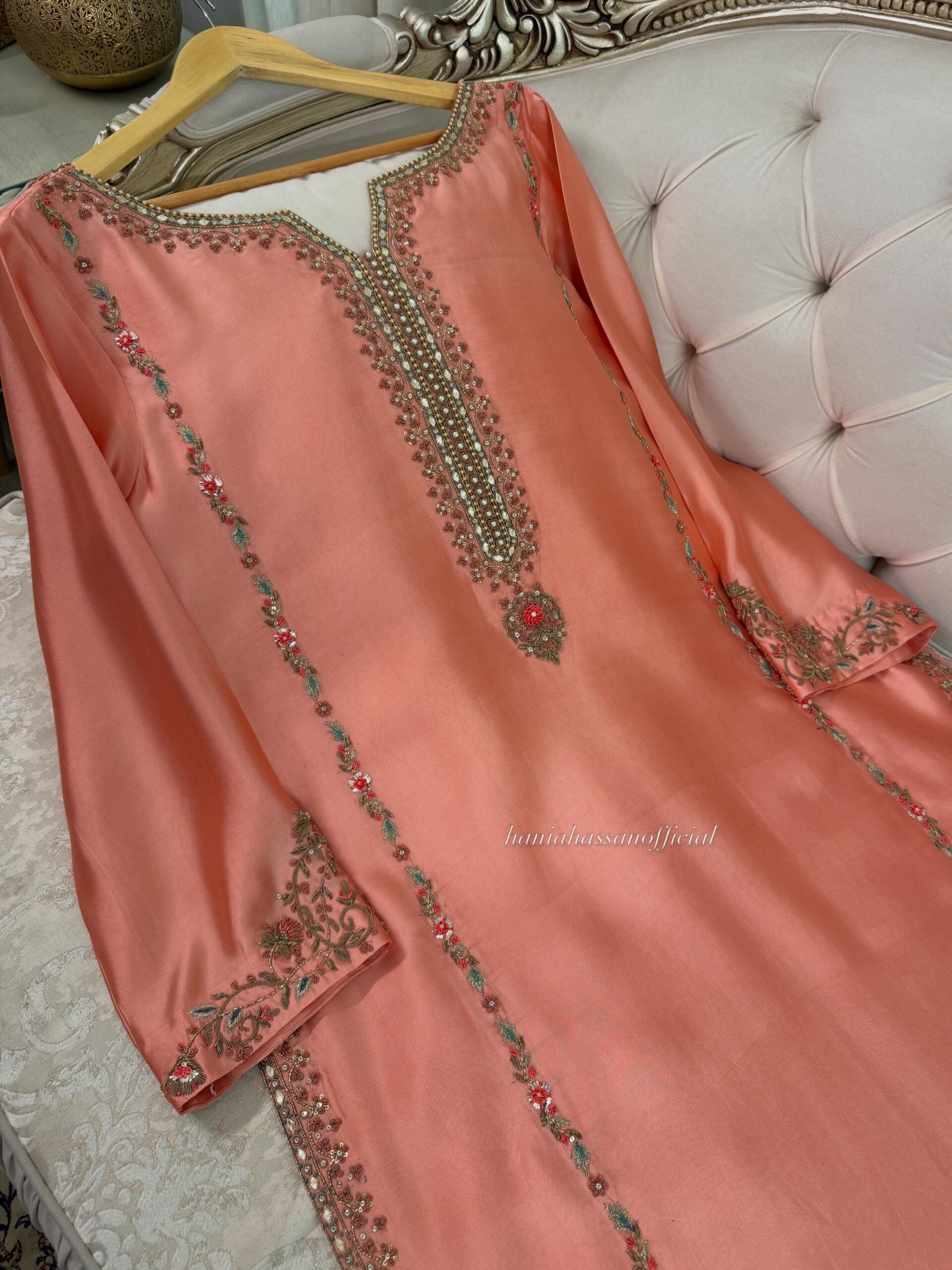 Coral Pink Silk Suit