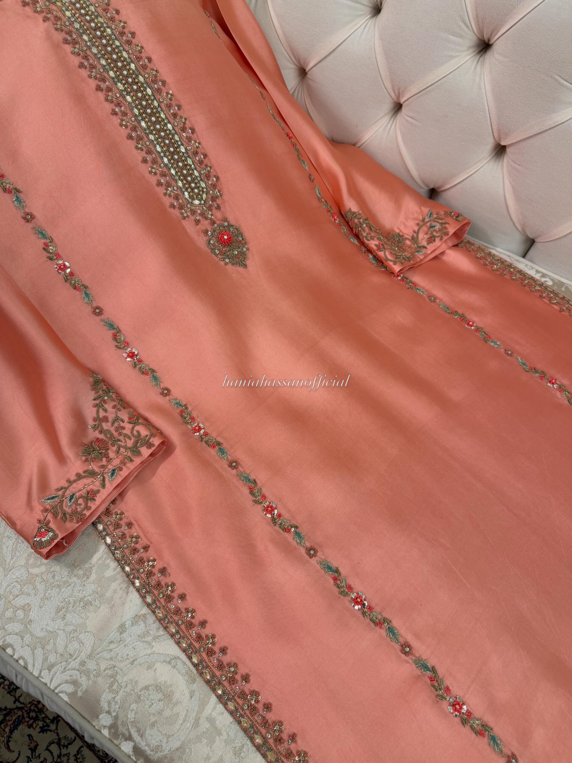 Coral Pink Silk Suit