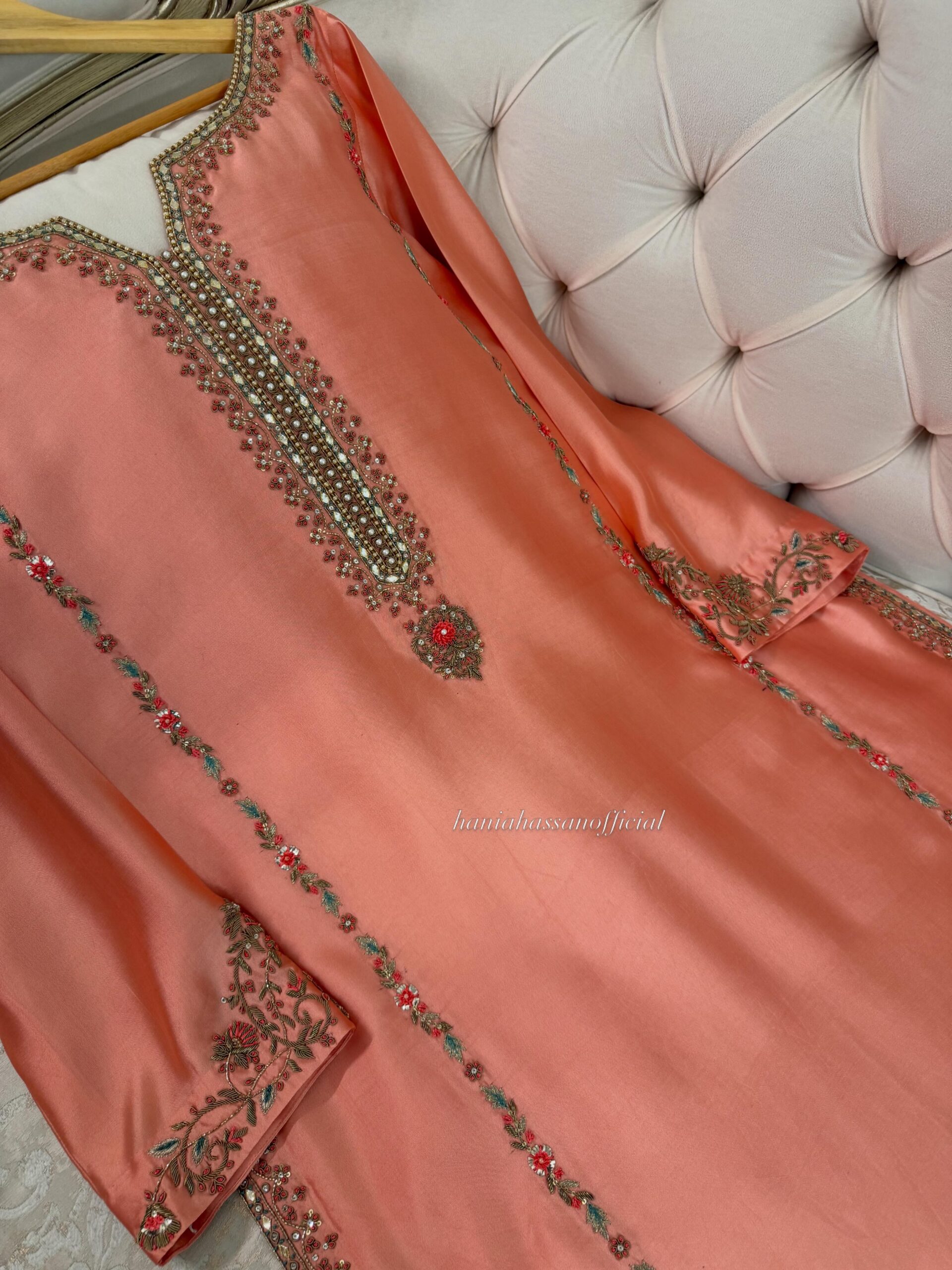 Coral Pink Silk Suit
