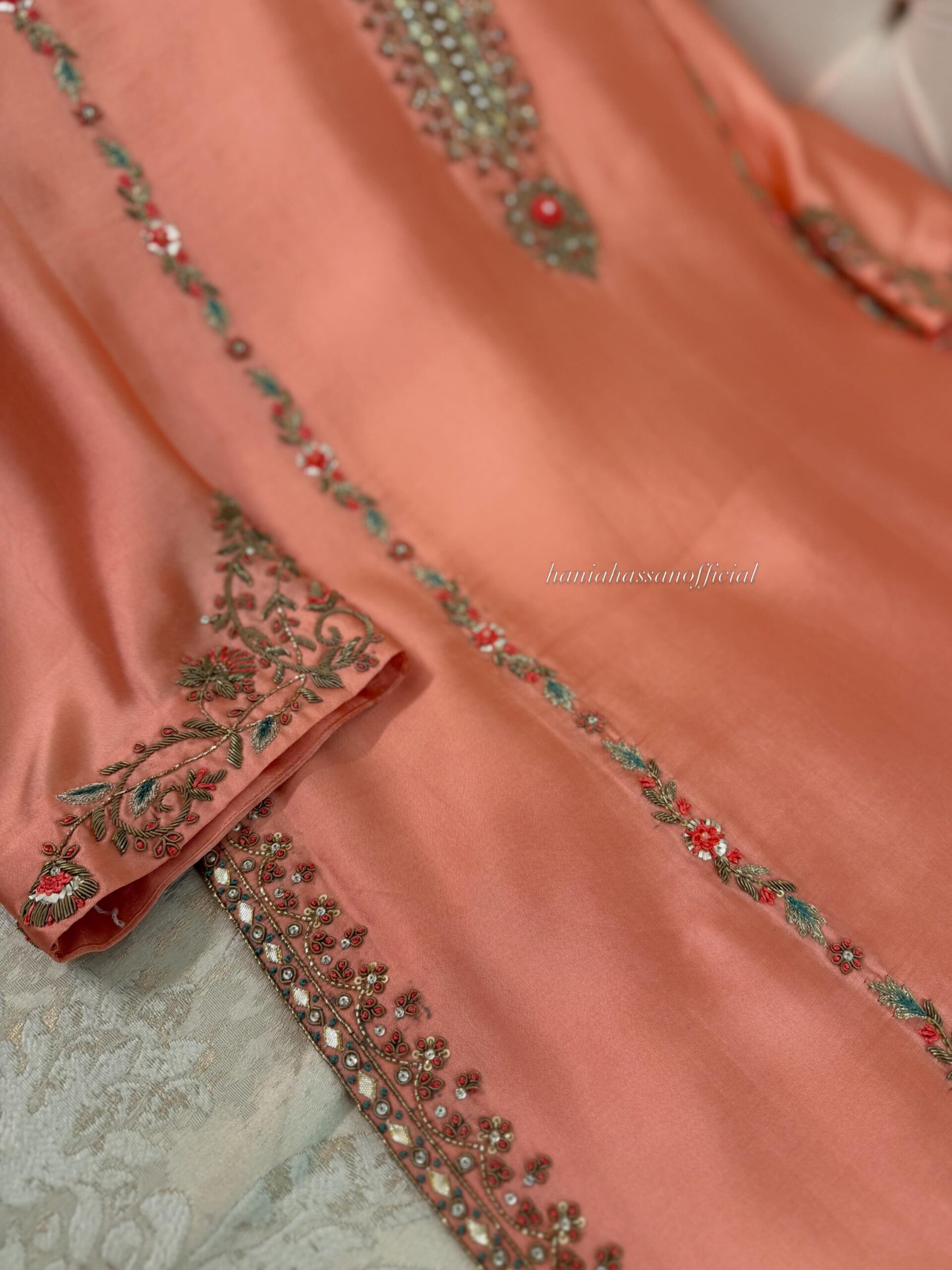 Coral Pink Silk Suit