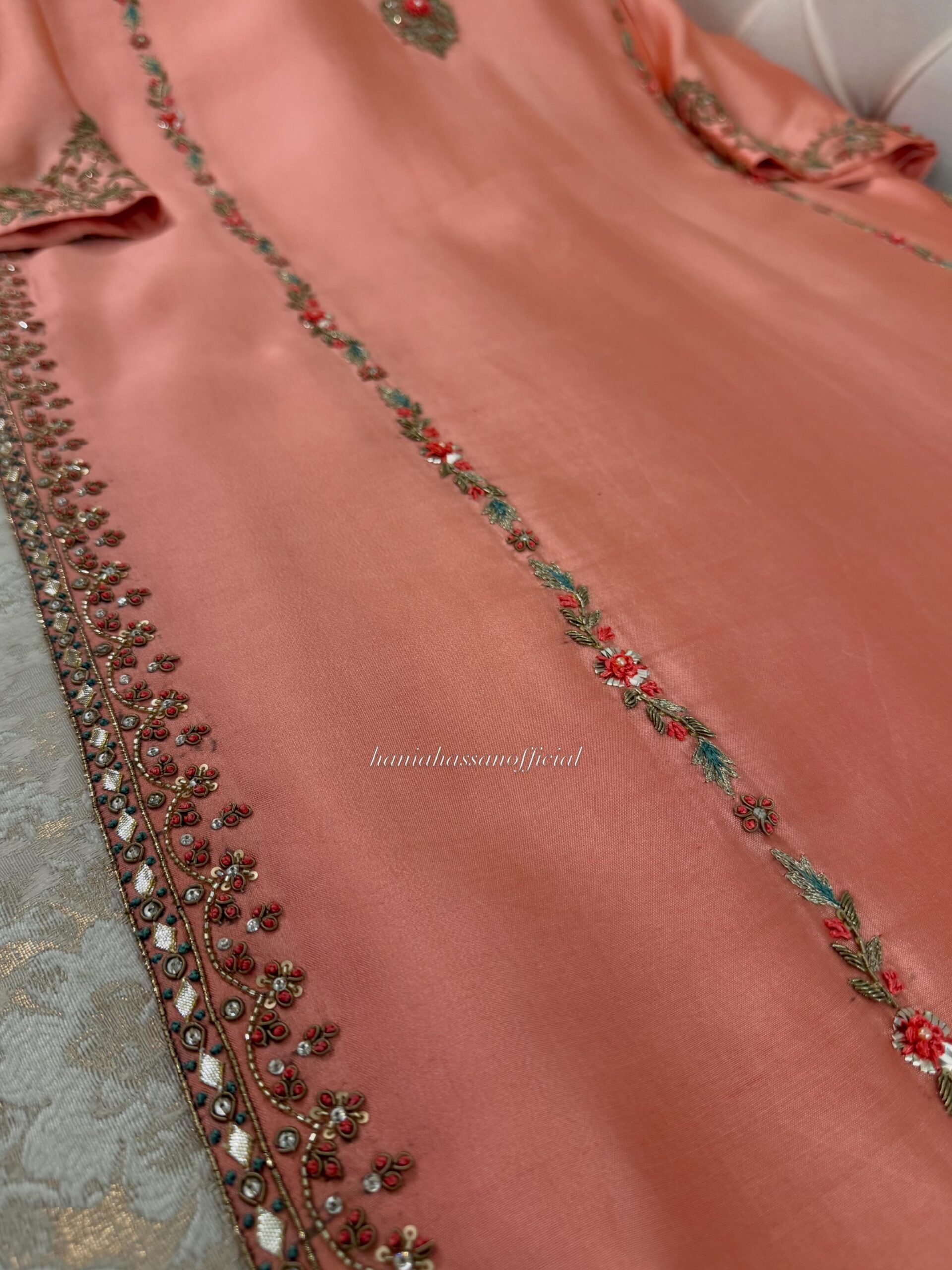 Coral Pink Silk Suit