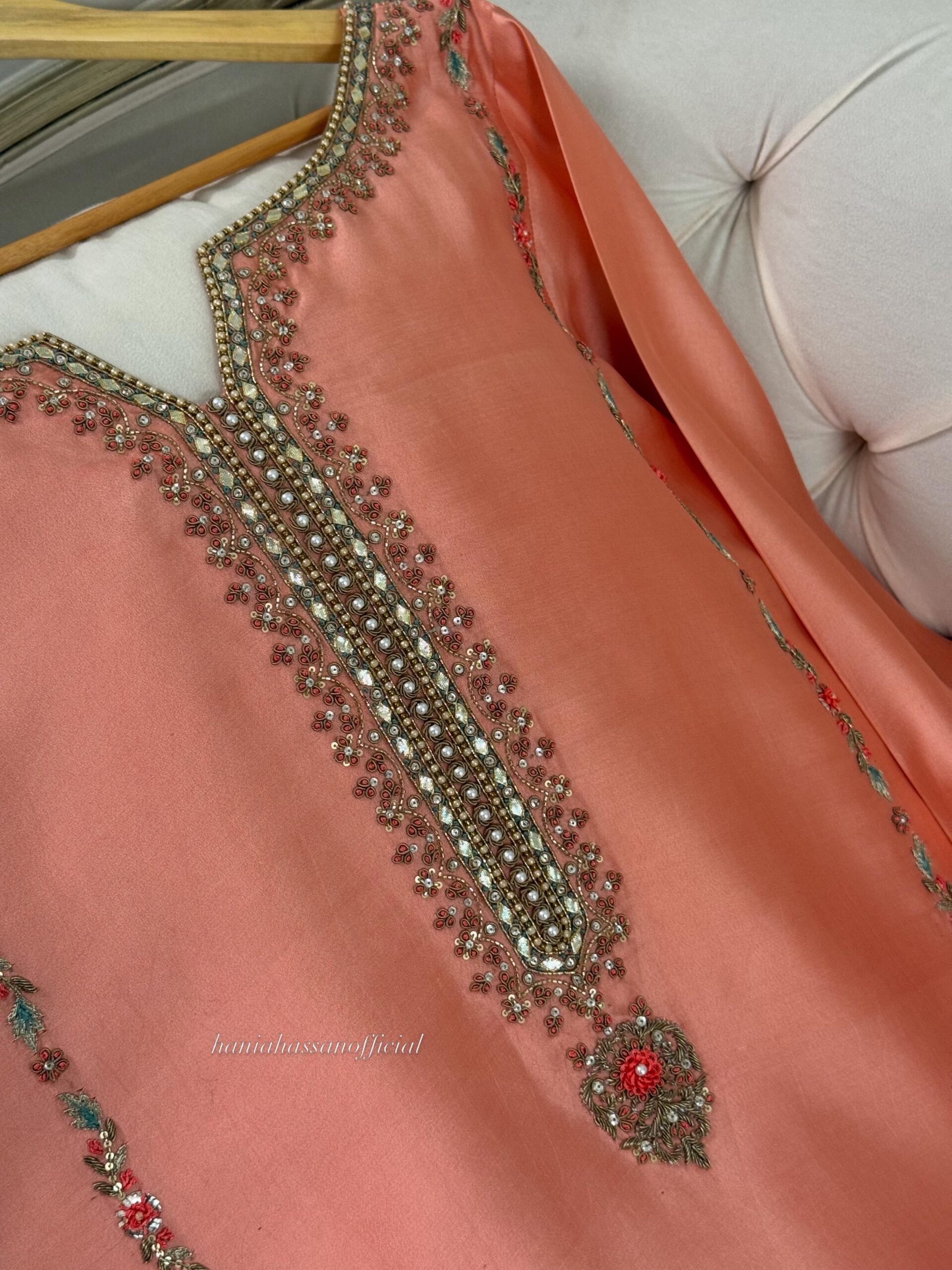 Coral Pink Silk Suit