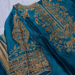 Teal Blue Silk Suit