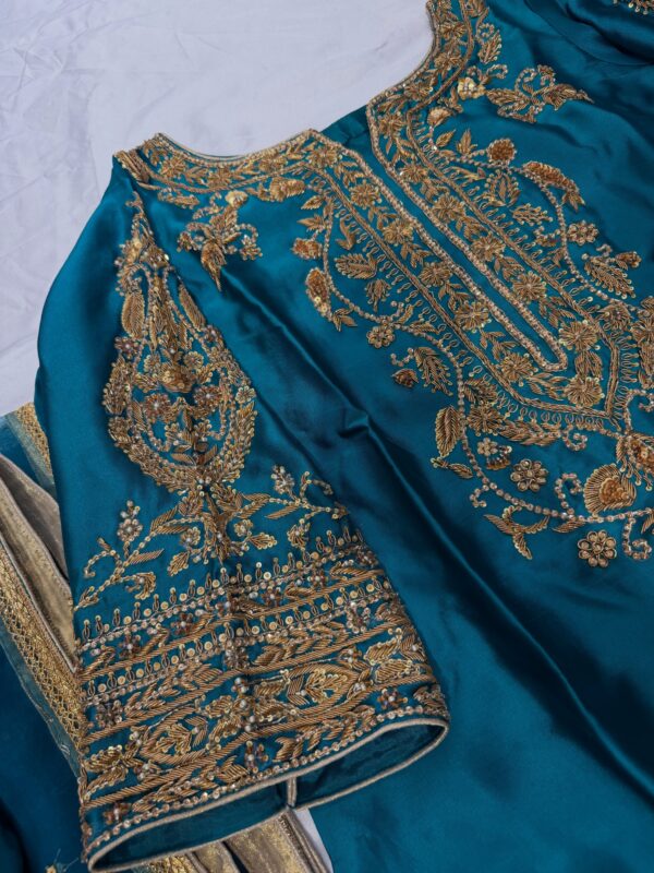 Teal Blue Silk Suit
