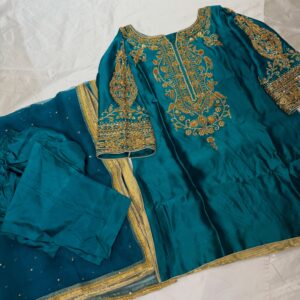 Teal Blue Silk Suit