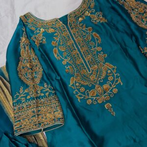 Teal Blue Silk Suit
