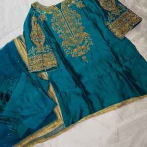 Teal Blue Silk Suit