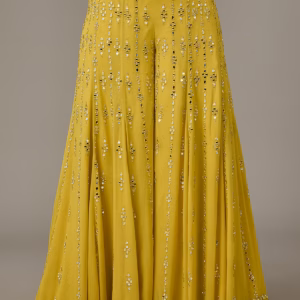 Yellow Georgette Mirror Work Sharara Set