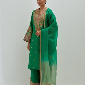 Emerald Green Silk Suit