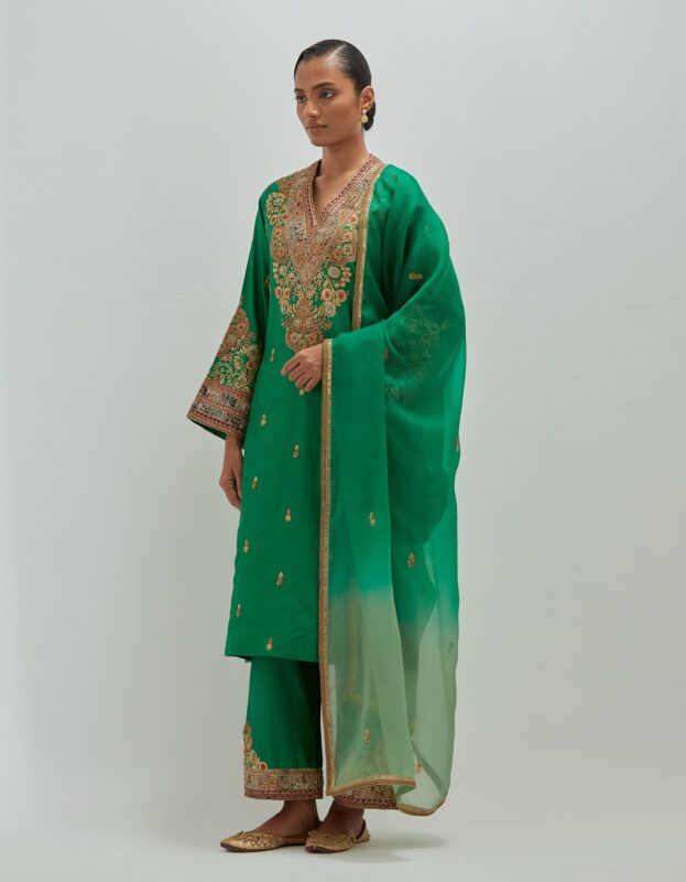 Emerald Green Silk Suit