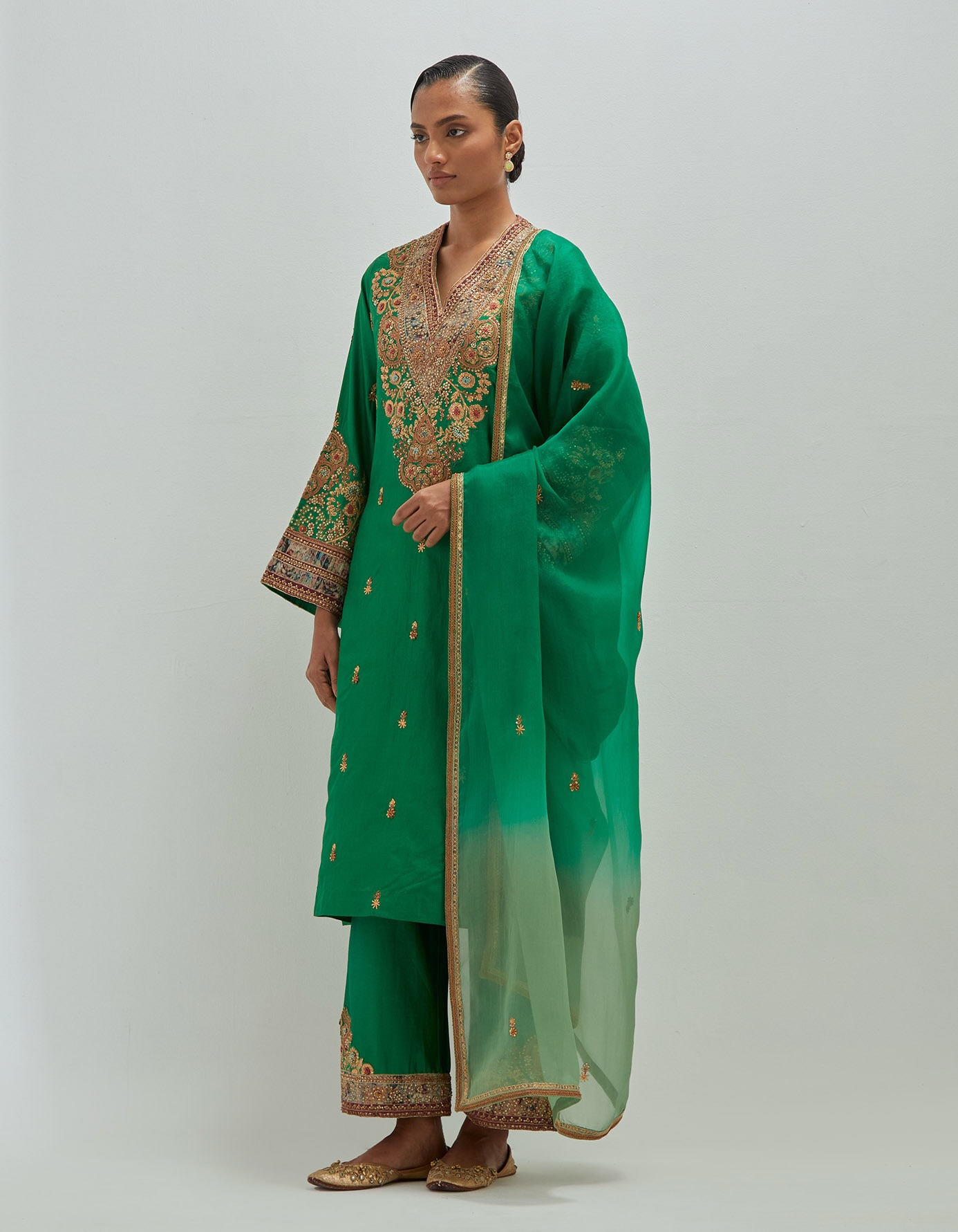 Emerald Green Silk Suit