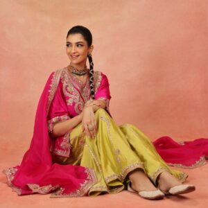 Magenta Silk Sharara Suit