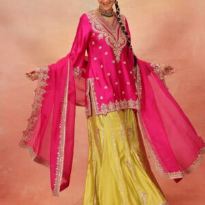 Magenta Silk Sharara Suit
