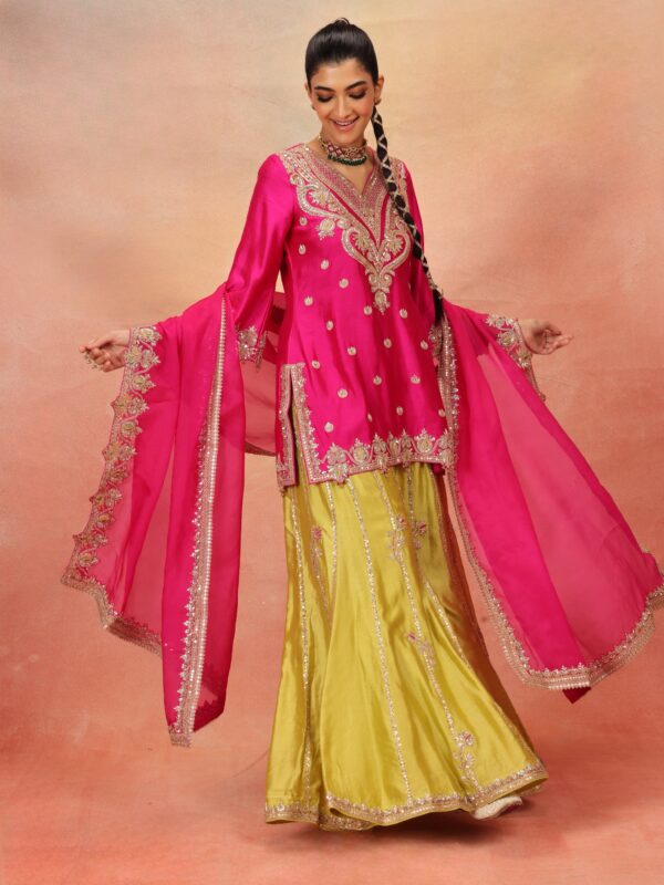 Magenta Silk Sharara Suit