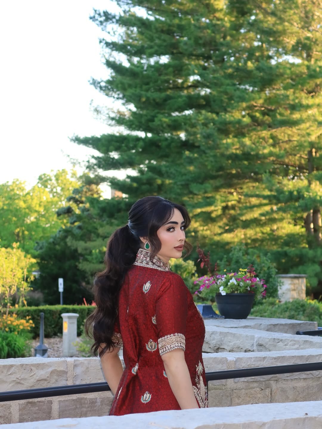 Maroon Jacket Style Plazo Suit