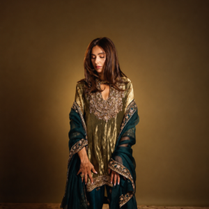 Metallic Tissue Palazzo Suit
