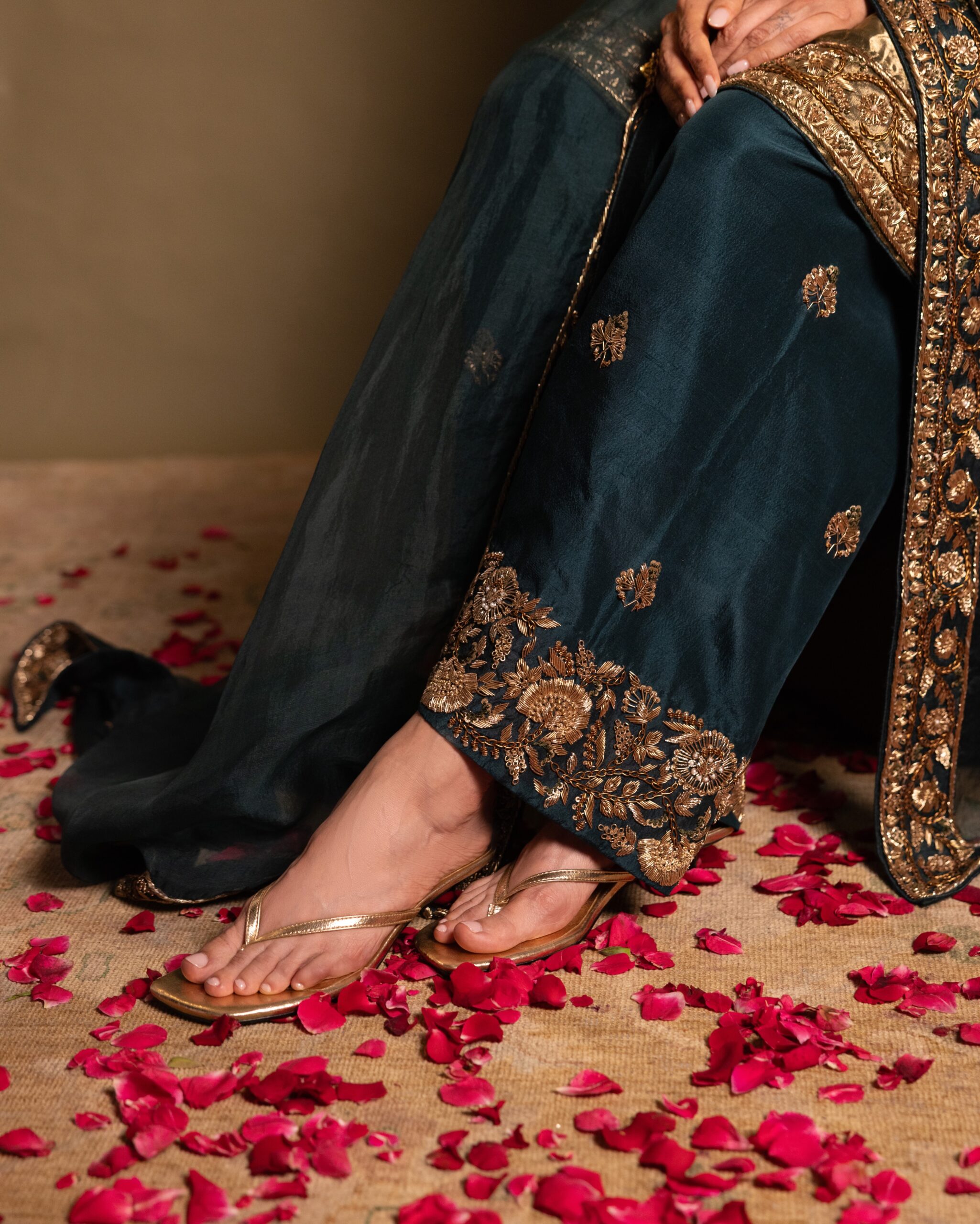 Metallic Tissue Palazzo Suit