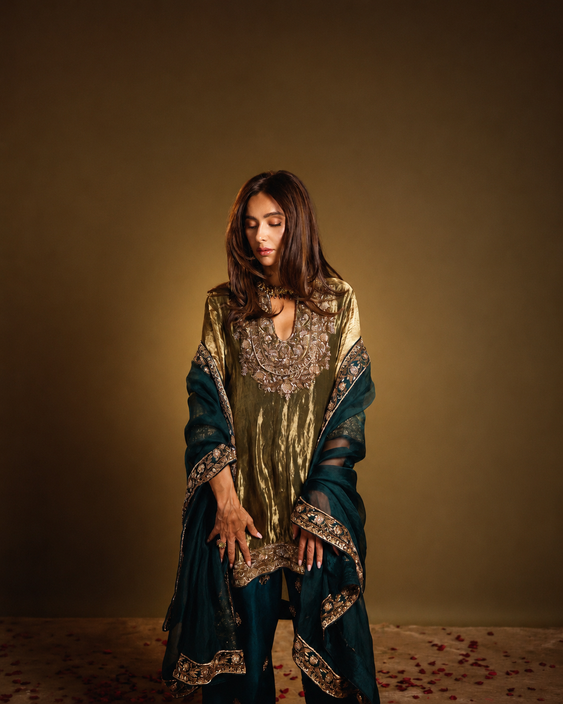 Metallic Tissue Palazzo Suit