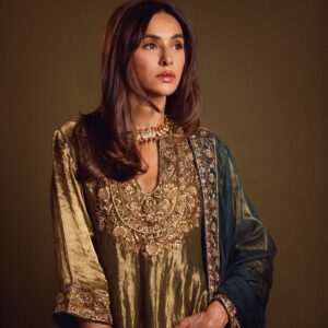 Metallic Tissue Palazzo Suit