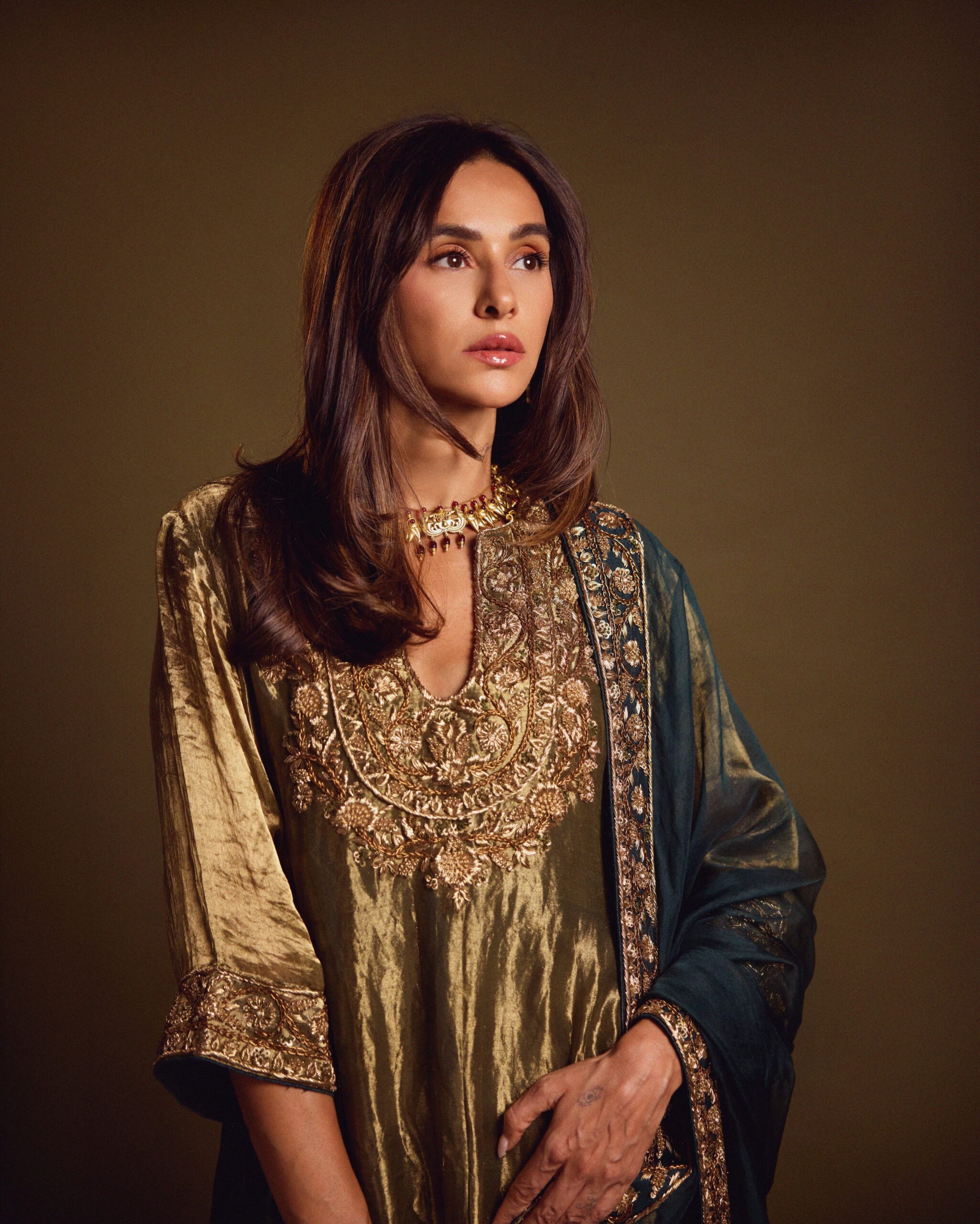 Metallic Tissue Palazzo Suit