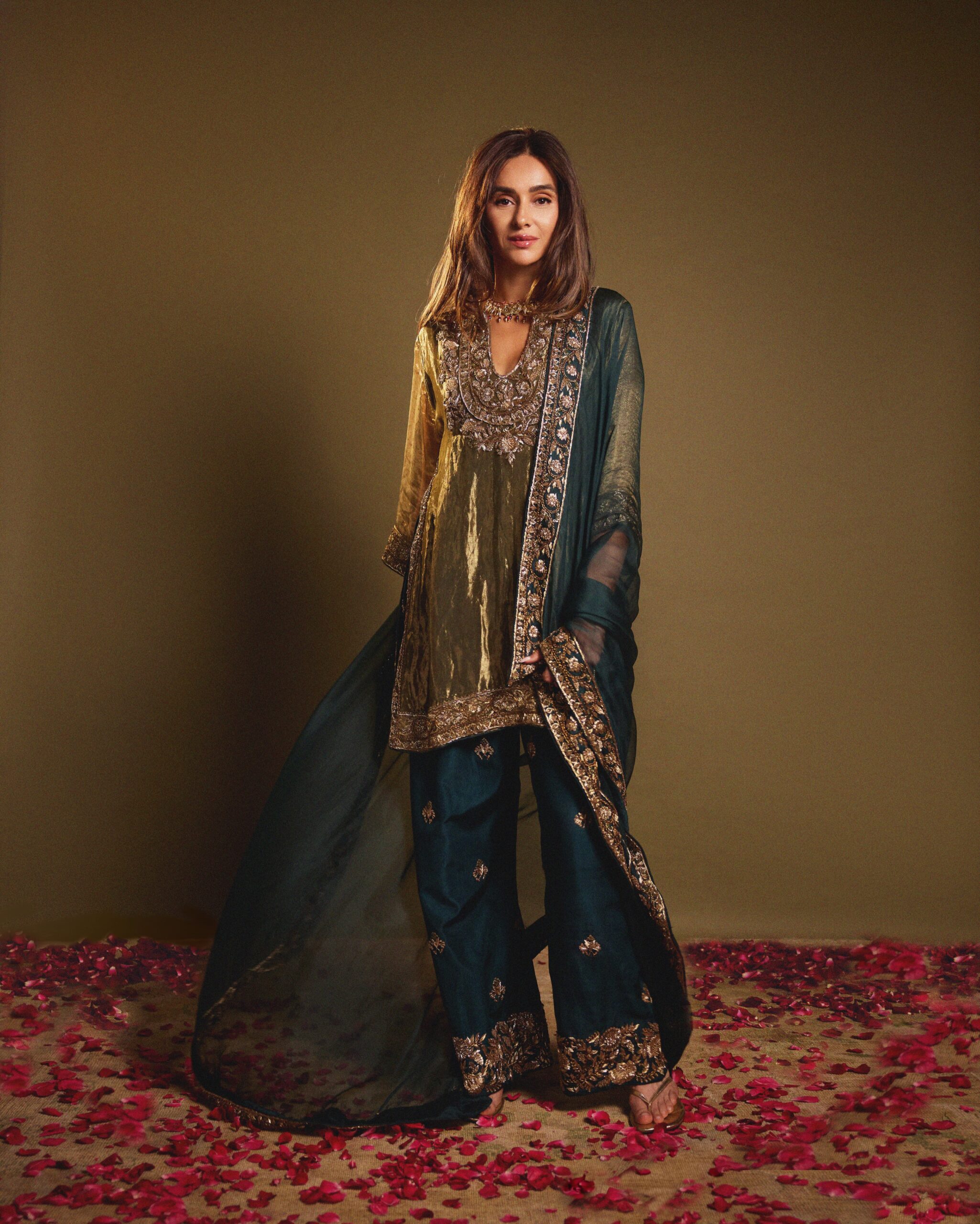 Metallic Tissue Palazzo Suit