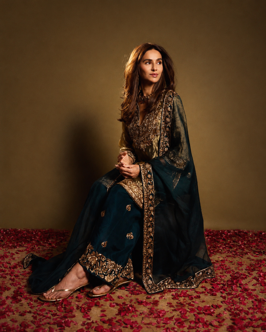 Metallic Tissue Palazzo Suit