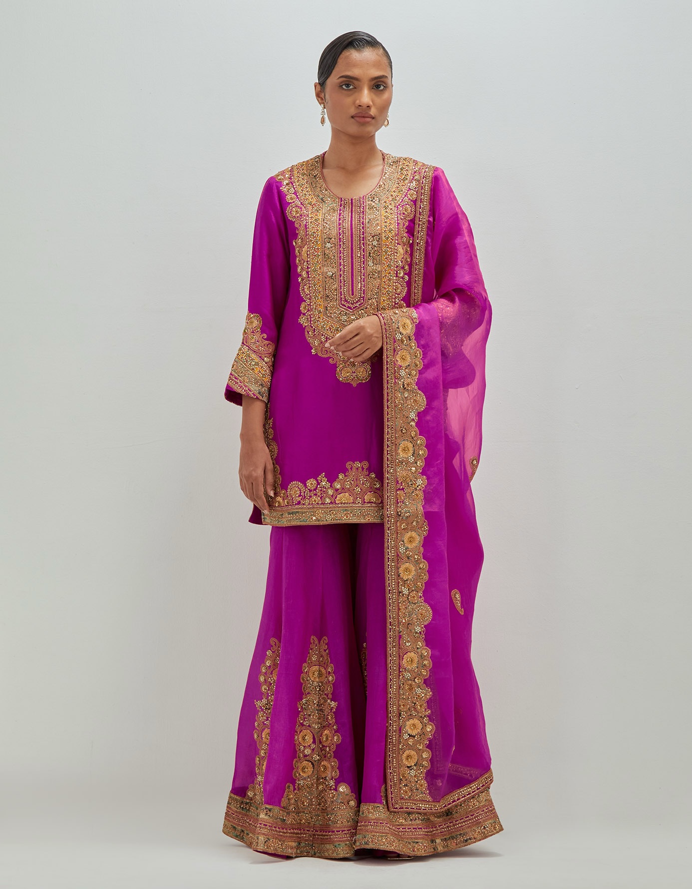 Purple Silk Sharara Set