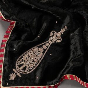 Black Hand-Embroidered Velvet Doshala | Luxury Winter Ethnic Wear – CoutureCraze
