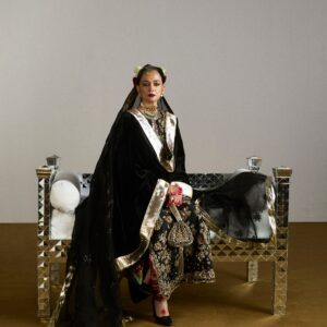 Hand-embroidered zardozi suit