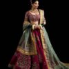 Magenta & Sage Green Hand-Embroidered Bridal Lehenga | CoutureCraze