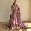 Pastel Lavender Hand-Embroidered Pishwas Gown | Luxury Ethnic Wear – CoutureCraze