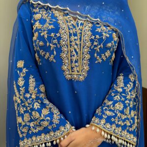 Royal Blue Embroidered Sharara Set