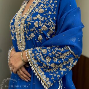 Royal Blue Embroidered Sharara Set