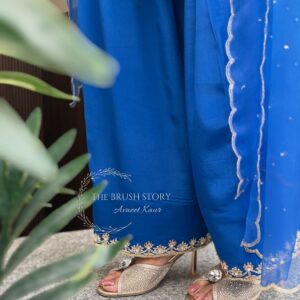 Royal Blue Embroidered Sharara Set